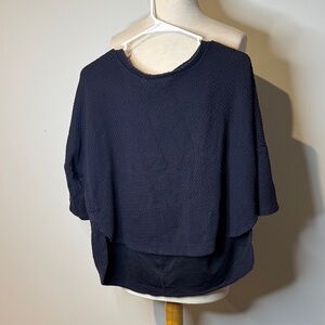 Deletta anthropologie Navy Blue Textured Blouse sz M